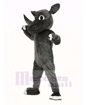 Muscle Gray Rhino Mascot Costume Animal