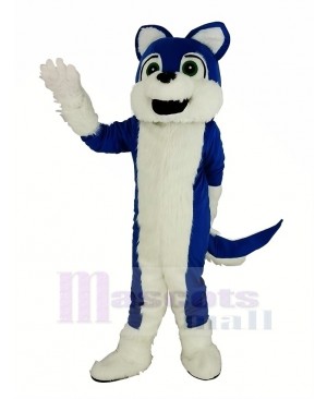 Blue and White Furry Husky Dog Mascot Costume Animal