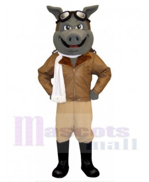 Aviator Pig mascot costume