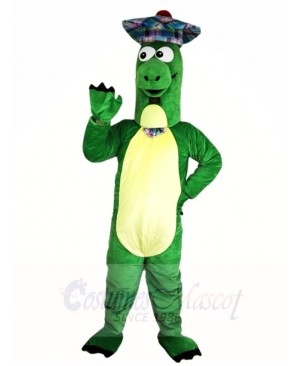 Green Dinosaur with Hat Mascot Costumes Animal