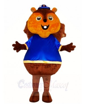 Brown Squirrel in Blue Shirt Mascot Costumes Animal