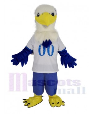 White Head Falcon Eagle in White T-shirt Mascot Costume