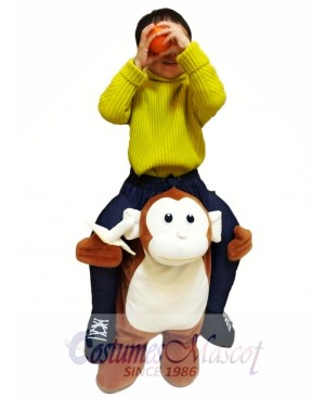 Piggyback Monkey Carry Me Ride Brown Monkey with a Banana For Kid Mascot Costume