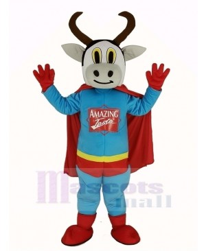 Super Cow Cattle with Red Cloak Mascot Costume