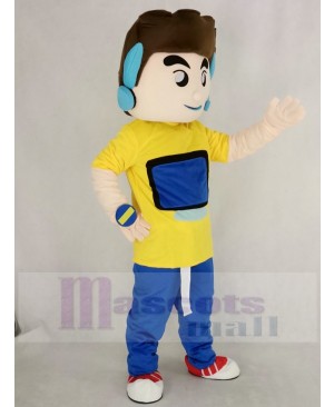 Earphone Computer Boy Mascot Costume People