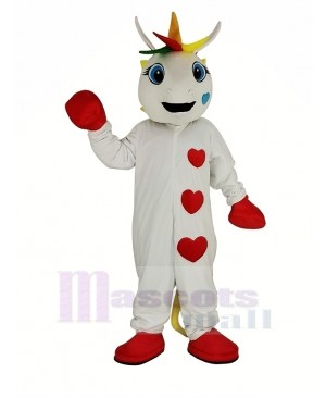 White Unicorn with Colorful Horn Mascot Costume Animal