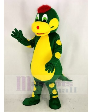 Green Dinosaur with Yellow Belly Mascot Costume Animal