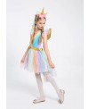 5-12Y Girl Unicorn Fancy Dress Costumes Rainbow Sequined Tutu Wedding Party Princess Dress with Hair Hoop Wings Set for Cosplay