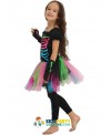 Girls Funky Punky Bones Costume Child Skeleton Rocker Cosplay Tutu Dress Fancy Dress Costume