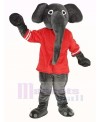 Grey Elephant with Red T-shirt Mascot Costume