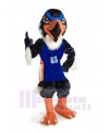 Sporty Fierce Eagle with Blue T-shirt Mascot Costume