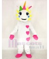 White Unicorn with Hearts and Colorful Horn Mascot Costume Animal