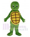 Happy Green Turtle with Yellow Shell Mascot Costume