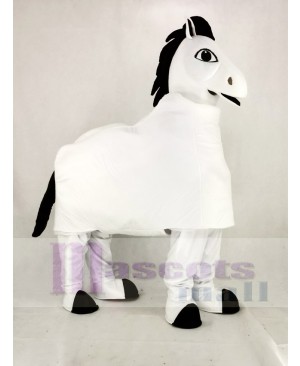 White 2 Person Horse Mascot Costume Cartoon