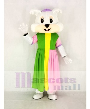 Realistic Easter Bunny Rabbit in Colorful Dress Mascot Costume Cartoon