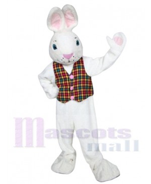 Friendly Mr. White Bunny Mascot Costume Animal