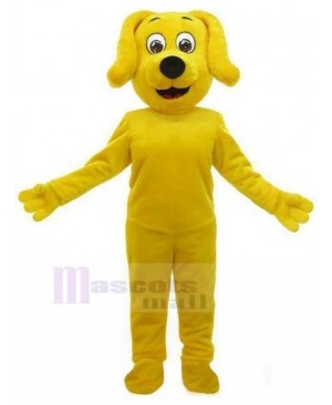 Smiling Yellow Dog Mascot Costume with Drooping Ears Animal