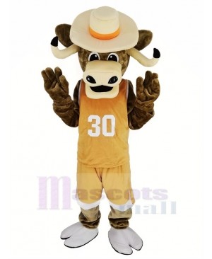 Texas Longhorns Sport Bull with Brown Coat Mascot Costume Animal