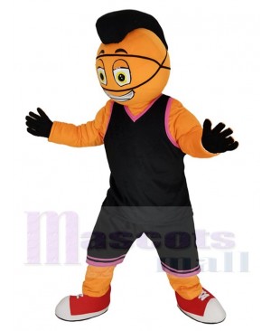 Power Basketball Man in Black Jersey Mascot Costume