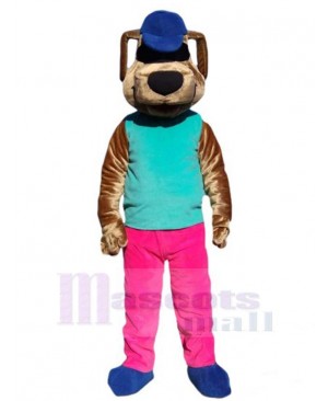 Brown Dog Mascot Costume Animal with Pink Trousers