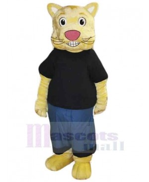 Cookie the Culture Cat Mascot Costume Animal in Black T-shirt