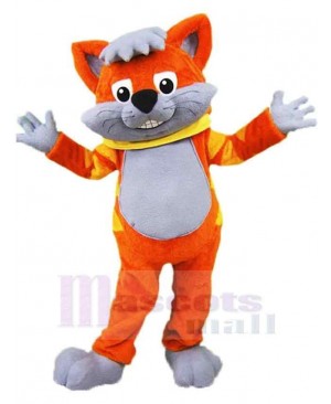 Orange Cat Mascot Costume Animal with Gray Belly