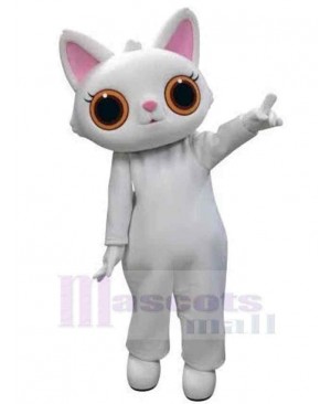 Big Eyes White Cat Mascot Costume Animal