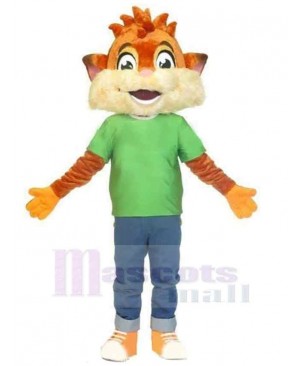 Baby Tiger Mascot Costume Animal in Green T-shirt