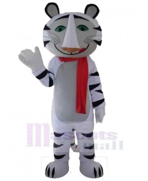 Tiger Mascot Costume Animal with Red Scarf