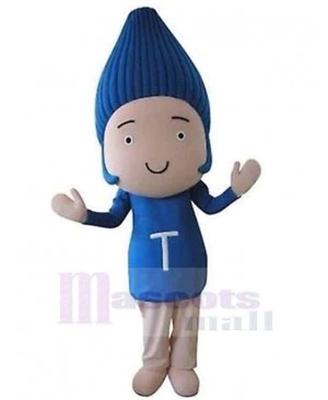 Snowman Mascot Costume with Blue Hair