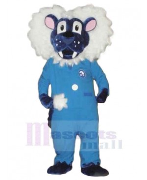 Blue and White Lion Mascot Costume Animal