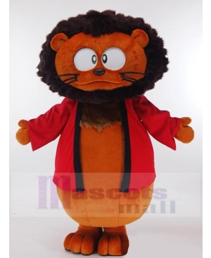 Brown Lion Mascot Costume Animal in Red Coat