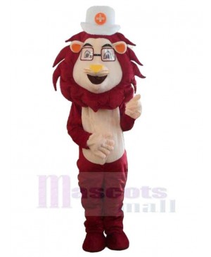 Red Mane Lion Doctor Mascot Costume Animal