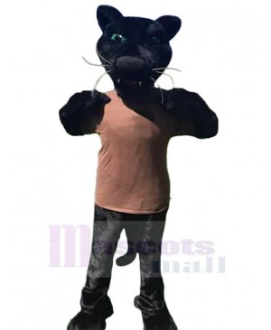 Black Panther Mascot Costume Animal in Brown Clothes