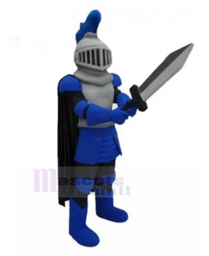 Handsome Blue Knight Mascot Costume People