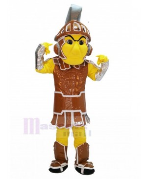 Spartan Knight with Brown Armor Mascot Costume People