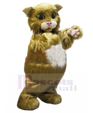 Long-fur Golden Cat Mascot Costume Animal