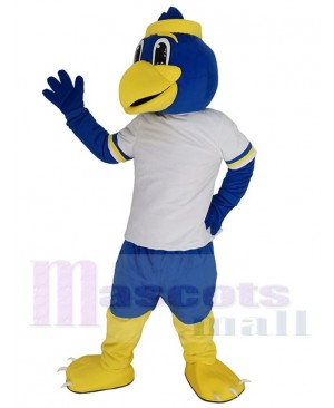 White Jersey Sport Blue Bird Mascot Costume Animal