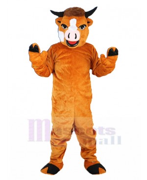 Brown and White Bull Cattle Mascot Costume Animal