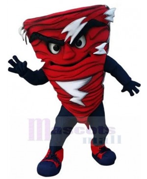 Destructive Red Cyclone Mascot Costume with Lightning Tornado