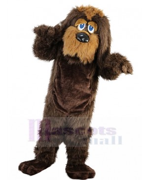Hairy Brown Dog Mascot Costume with Long Brown Ears Animal
