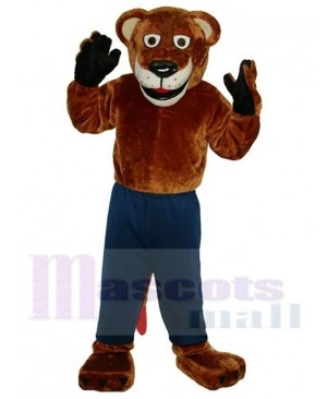 Brown Tiger Mascot Costume Animal in Navy Blue Pants