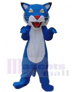 Blue Tiger Mascot Costume Animal with Red Nose