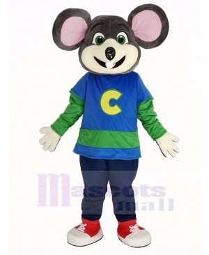 Chuck E. Cheese Mascot Costume Mouse with Striped Shirt