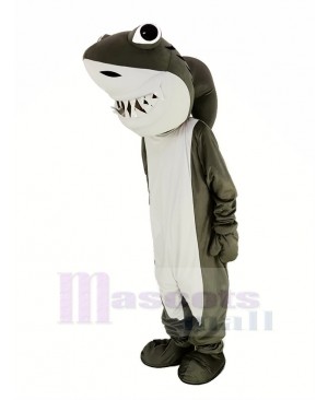 Gray and White Shark Mascot Costume