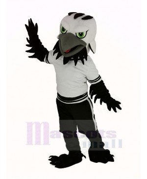 Black Eagle Falcon with Green Eyes Mascot Costume