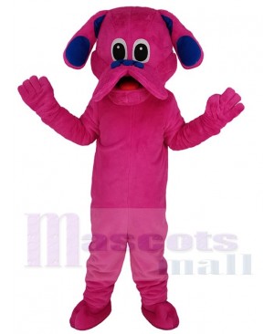 Cute Magenta Dog Mascot Costume Cartoon