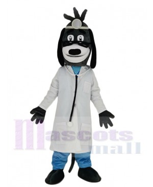 Doctor Dog with Black Glasses Mascot Costume Animal