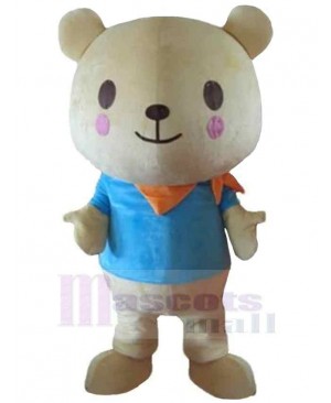 Bear in Blue T-shirt Mascot Costume For Adults Mascot Heads