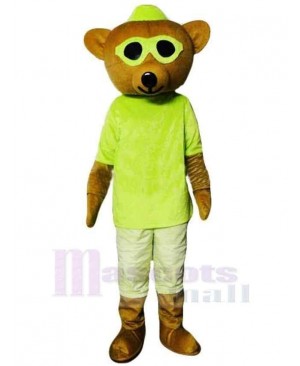 Cool Bear in Green T-shirt Mascot Costume Animal